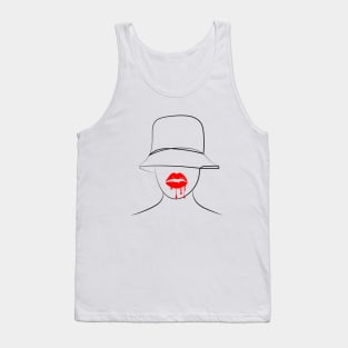 Women Red Lips Kisses Tank Top